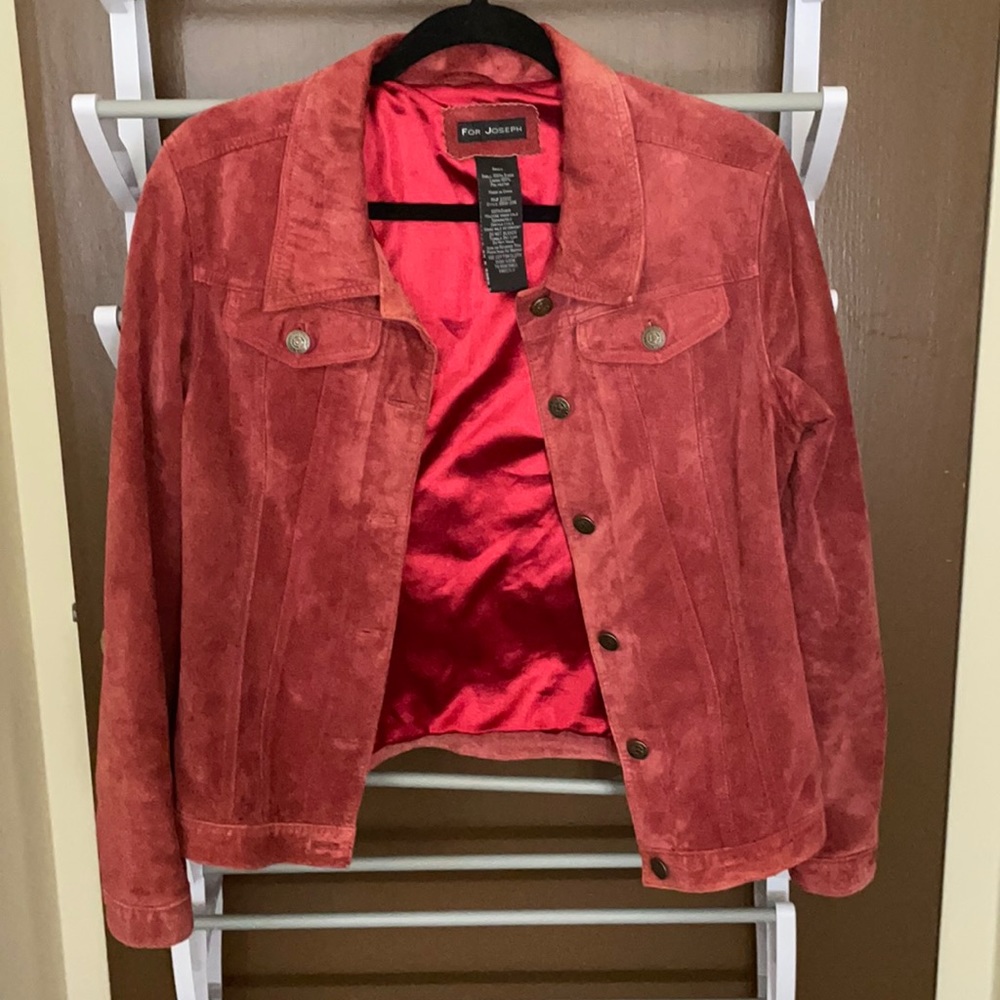 For Joseph Rust Red Suede Button Up Jacket - image 1